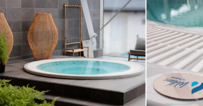Rund Sunflower spa hos Henne Strand Camping og Resort. Placeret i repos med teknik rum placeret under. Wellness by Duoline logo.|Indgang til wellness i Henne Strand Resort og Feriecenter|Teknik til dampkabine og opbygning af siddepladser|Wellness med spa, sauna og dampbad hos Henne Strand Camping og Resort|Varmebænk under opbygning til infrarød wellness hos Henne Strand Camping og Resort. Over bænken ses en stribe af Himalayasalt.|Himalaya saltstensvæg ved infrarød bænk hos Henne Strand Camping og Resort|Rund spa model sunflower til offentlige bade er sat på sin plads hos Henne Strand Camping og Resort. Plads til 8 personer.|Himalaya Saltsten og wellness hos Henne Strand Camping og Resort