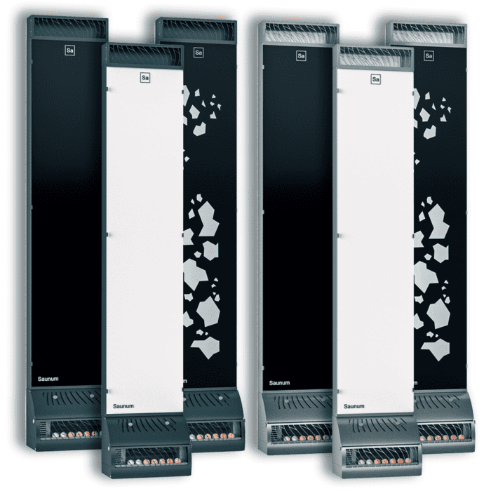 Saunum Base Solution S kan monteres i et allerede etableret saunarum eller følge som integreret i en af de effektive Saunum ovne.