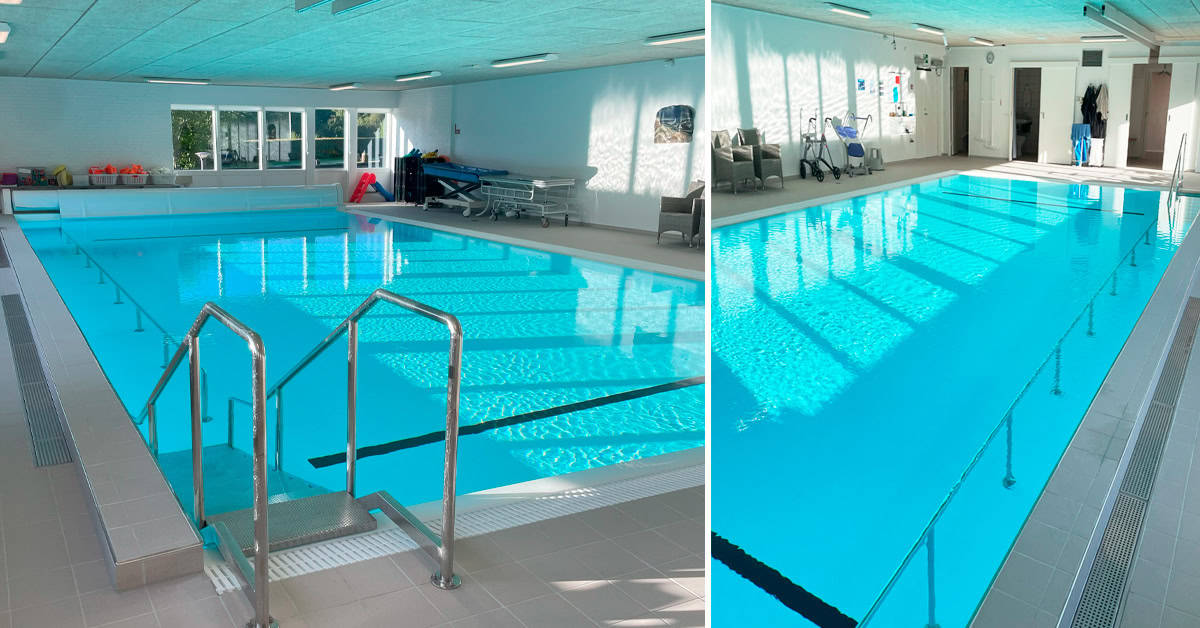 Gennemgribende renovering af Lunden rehabiliteringscenter - Swimmingpool med hvid folie