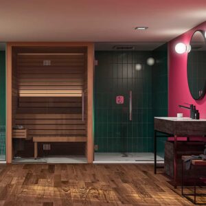 Cala - indendørs sauna - glas facade